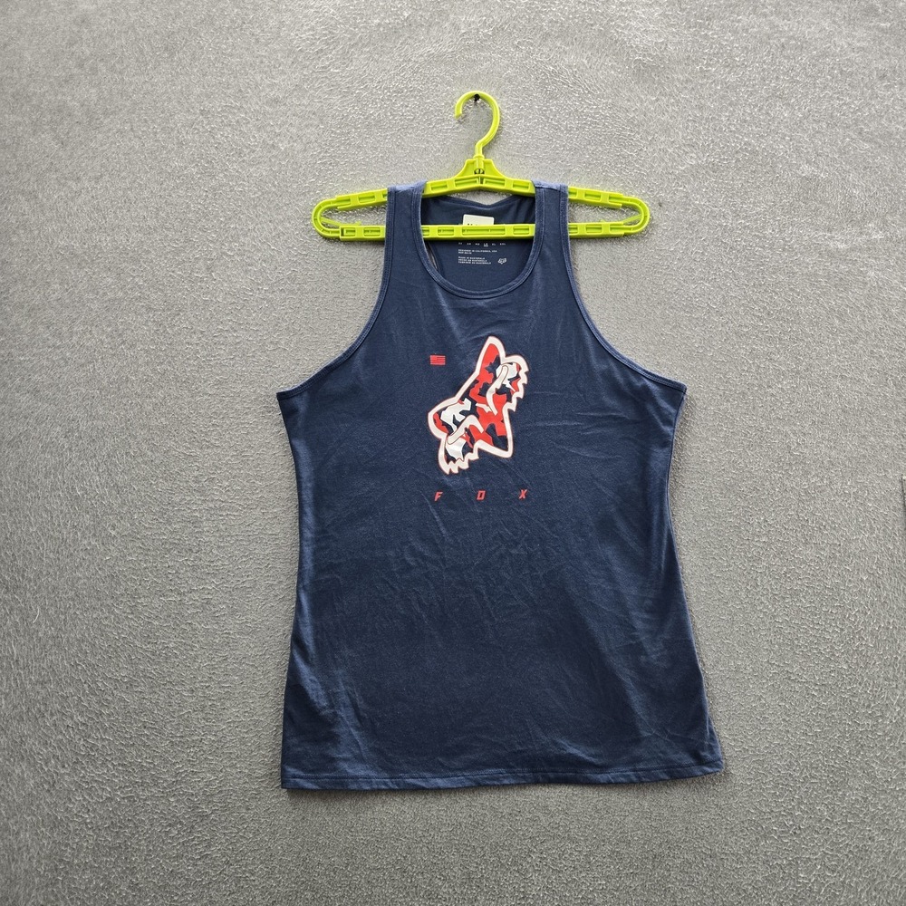 Fox Racing Women Tank Top‎ L Blue Logo Activewear Grunge Sleeveless